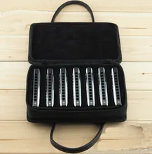 High Quality Professinal 10 hole blues harmonica gig soft bag case harp cover instrument package( can load 7 harmonicas)