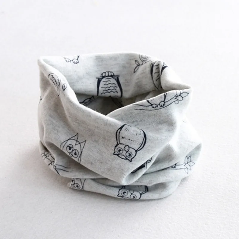 new cotton owl fish baby scarf O ring winter warm kids collars children fashion bibs cartoon printing thin boys girls neckwear