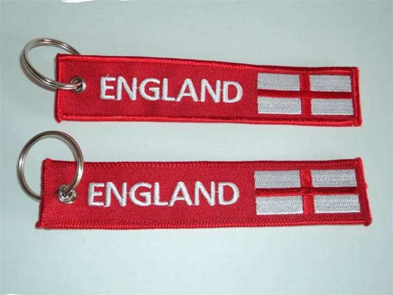 

Embroidered ENGLAND Flag St. George Cross Double Sided Keyrings Keychains