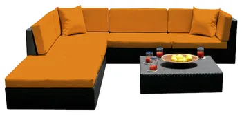 

Garden Furniture Outdoor Wicker Sofa Sectional 6 Piece Resin Couch Set