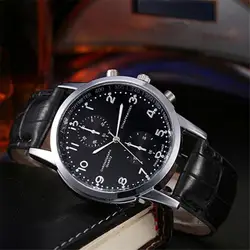 Новый мужской кожаный Нержавеющая сталь циферблат кварцевые наручные часы Бесплатная доставка новый роскошный высокого качества #370717