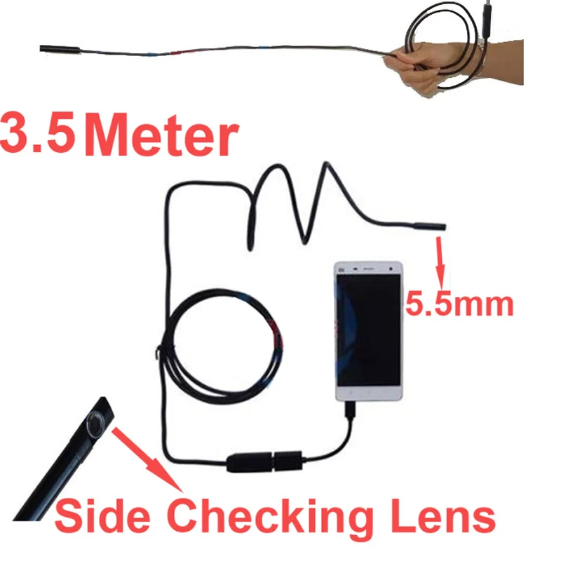 

3.5M support bend function 480P 5.5mm camera endoscope camera Android OTG function inspection endoscope camera