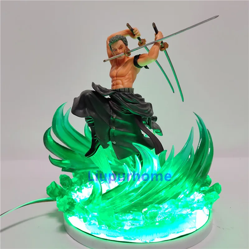 Один кусок Zoro рисунок 3D светодиодный ночник one piece Аниме Roronoa Zoro светодиодный настольный светильник украшение цвет меняется с зеленым основанием