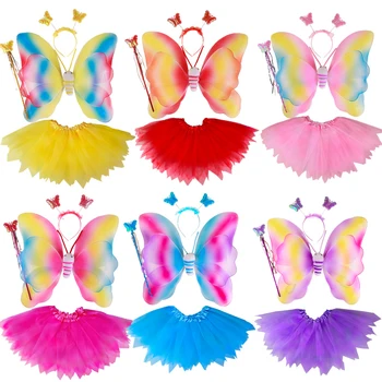 

MYHOESWD Wearable Butterfly Wing Toy for Girls Angel Props Party Toys for Kids Magic Wand Cosplay Toys Clothing Princess Dress