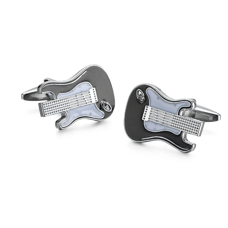 

Creative music instruments twins cufflinks buttons gifts Trendy guitar bass punk hip hop cufflinks for mens shirt jewelry
