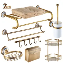 ZGRK antiguo Baño azul y blanco porcelana accesorios tallados de aleación de cobre conjunto de Hardware montado en la pared Kit de Hardware de baño