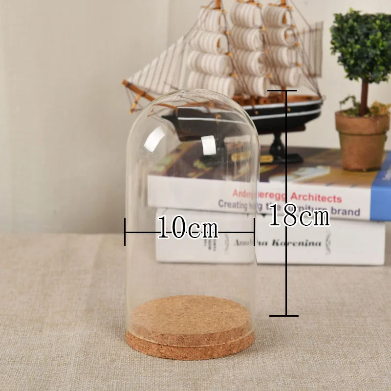 4 x Clear Glass Large Domes 10x18cm /10x20cm Long Dome With Cork Base