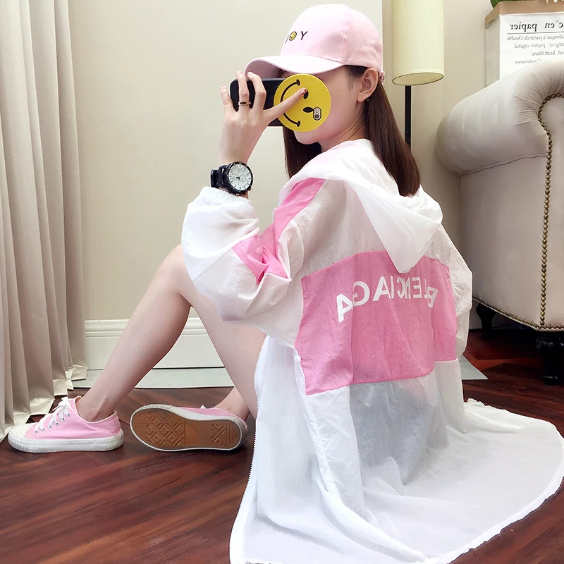 2019 3XL الصيف النساء عارضة Sunproof لل سترة خياطة المرأة البلوزات طويلة الأكمام مقنعين أبلى معطف الخريف جاكيتات 2019 3XL الصيف النساء عارضة Sunproof لل سترة خياطة المرأة البلوزات طويلة الأكمام مقنعين أبلى معطف الخريف جاكيتات