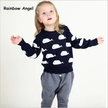 Детский свитер; вязаные свитера для маленьких мальчиков и девочек; пуловер с милым Китом; кардиганы; верхняя одежда