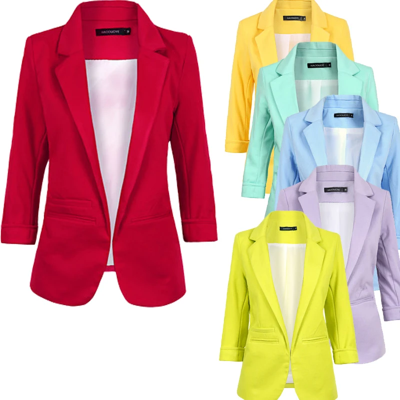 12 colors plus size new fashion 2017 spring womens candy color slim colorful plus size blazers