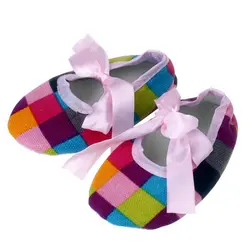 LONSANT первые ходоки Дети Детская обувь бантом Красочные решетки печати новорожденных Тканевая обувь дропшиппинг оптовая