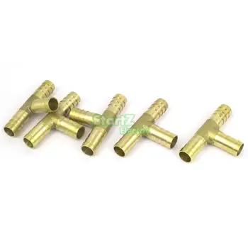 

5Pcs 10mm 3/8'' "T" BRASS BARBED 3 way Fuel Hose Joiner for Compressed Air Gas Oil