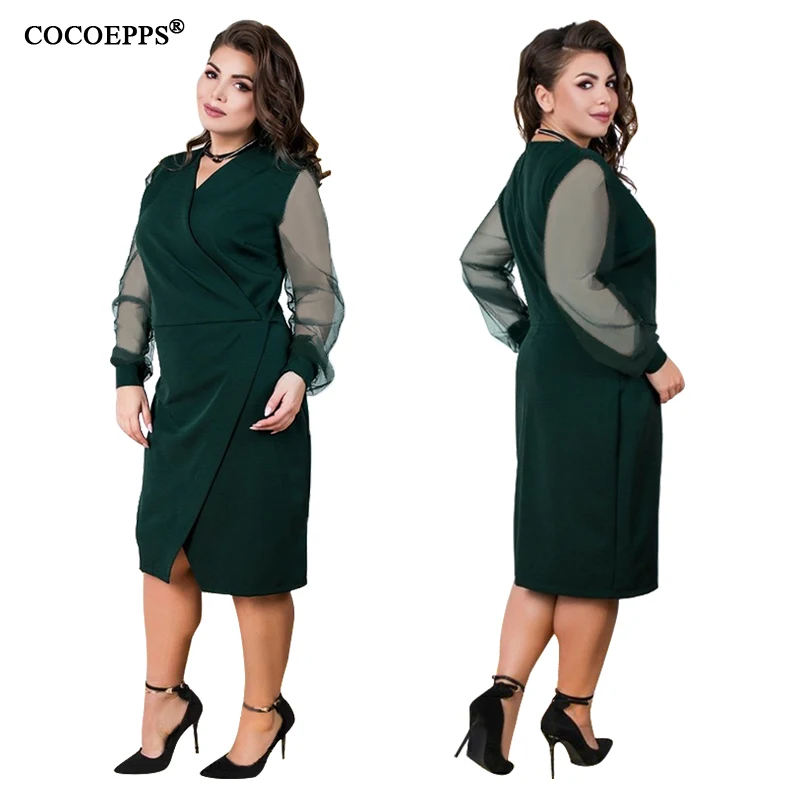 COCOEPPS женское платье 5XL 6XL плюс Размеры сарафан Кружева Sexy bodycon Повседневная одежда