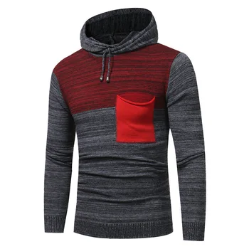 

Autumn Winter New Mens Stitching Color Hooded Long Sleeve Fashion Warm Pullover Casual Hoodie Hoodies Men Male Tops