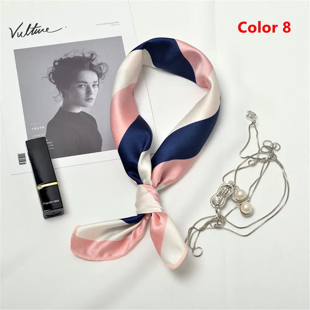 1 шт. элегантный женский квадратный шелковый платок на шею атласный шарф Тощий Ретро галстук для волос небольшой модный квадратный шарф - Цвет: 3
