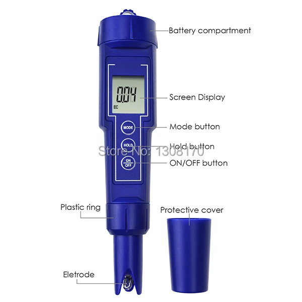 3-в-1 цифровые EC/CF/TDS метр комбо IP65 Водонепроницаемый проводимость экологического мониторинга Тесты ящик для инструментов IP65