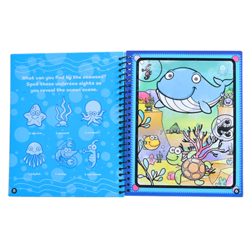

2-3-6 years old 5 kindergarten coloring school painting children's book graffiti water album repeatedly painted coloring environ