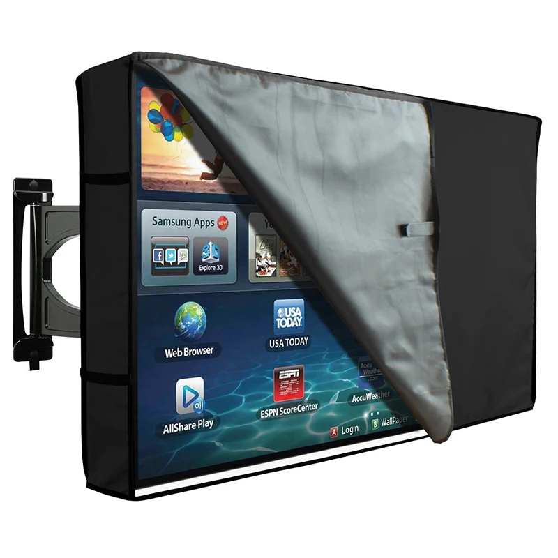 

Outdoor TV Cover with Transparent FRONT FLAP Bottom Cover Weatherproof and Dustproof Material Protect LCD Television TV Cover