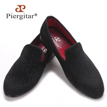 Piergitar polka dot pattern men velvet shoes Fashion British style smoking slippers party wedding men’s loafers men dress shoes