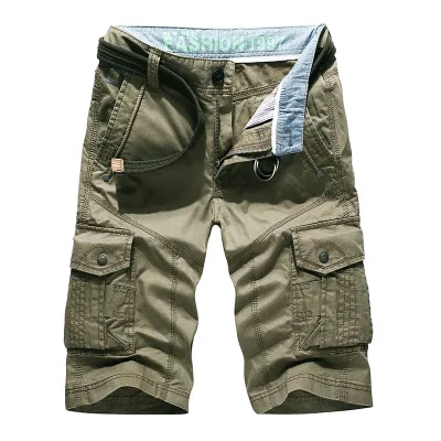 Мужские повседневные шорты, одежда с несколькими карманами, мужские шорты Карго, однотонные, плюс размер, хлопковые короткие штаны