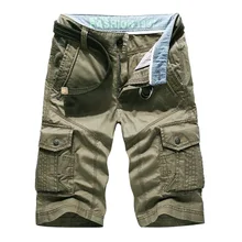 Мужские повседневные шорты, одежда с несколькими карманами, мужские шорты Карго, однотонные, плюс размер, хлопковые короткие штаны
