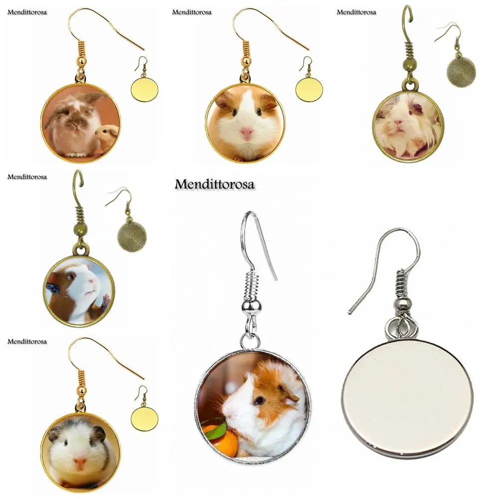 

For Girls Wholesale Guinea Pig Personality Glass Bronze/Silver/Golden Clip Ear Hook Drop Earrings Jewelry
