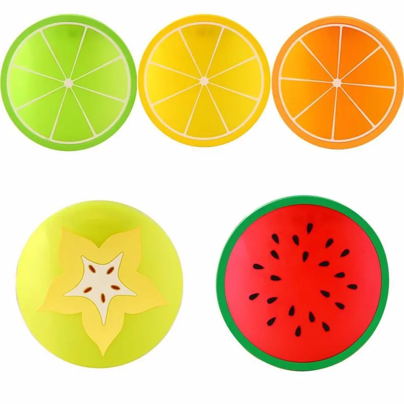 M.J.D. Hot Selling Multi Style Drink Holder Jelly Color Fruit Shape Coasters Creative Skid Insulation Silicone Gel Cup Mat Pad | Дом и сад