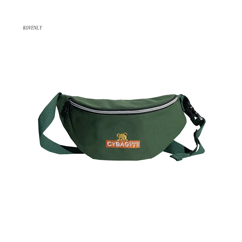 Холщовая Женская поясная сумка, Повседневная нагрудная сумка для активного отдыха, поясная сумка, банановые сумки на плечо, дорожная сумка для девочек, A41 - Цвет: Green waist bag