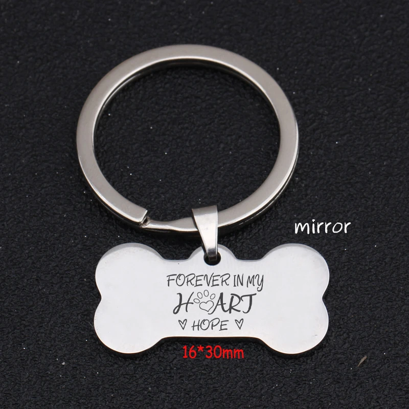 

Commemorative Dog's Small Bone Keychain Engraved Forever In My Heart Hope For Dog Lover Dog Loss The Host Fashion Gift