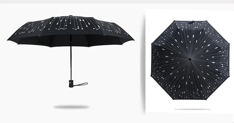 Creative Meteor Fully Automatic Umbrella Fashion Black 3 Folding Sun Umbrella Rain Women Men Umbrella Windproof Anti-UV Large Parasol11