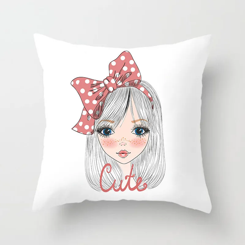 Cartoon Girls Printed Cute Dog Girl Cushion Cover 45*45 Polyester Hot Gifts For Girlfriend Throw Pillow Covers Couch Pillowcases Cartoon Girls Printed Cute Dog Girl Cushion Cover 45*45 Polyester Hot Gifts For Girlfriend Throw Pillow Covers Couch Pillowcases
