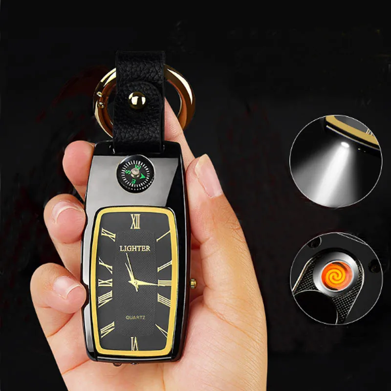 Многофункциональные часы USB сигарета зажигалка-фонарик