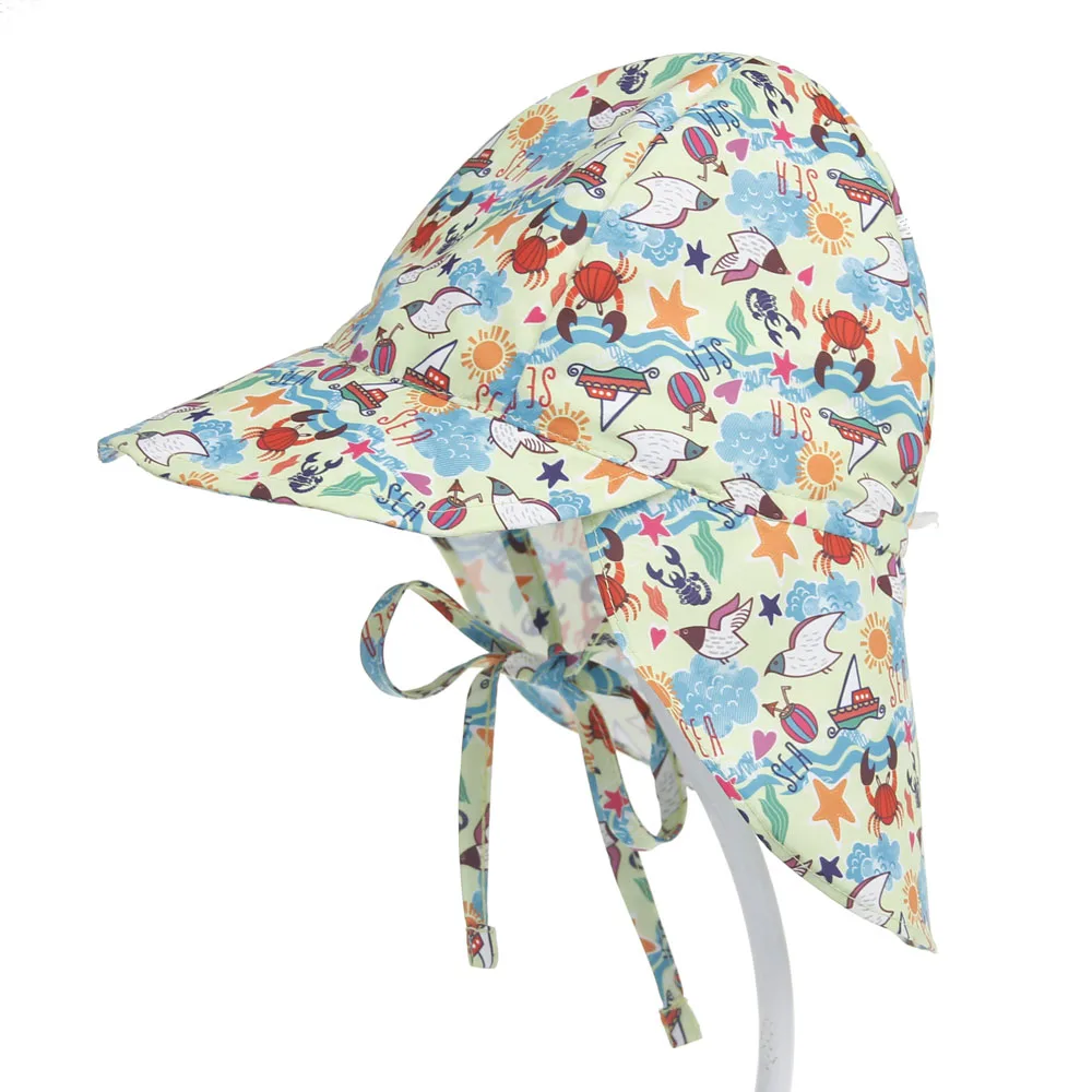 7 цветов UPF50+ УФ-защита хлопок Панама Шляпа Лето новорожденный унисекс ребенок дети солнцезащитный колпак - Цвет: Crab