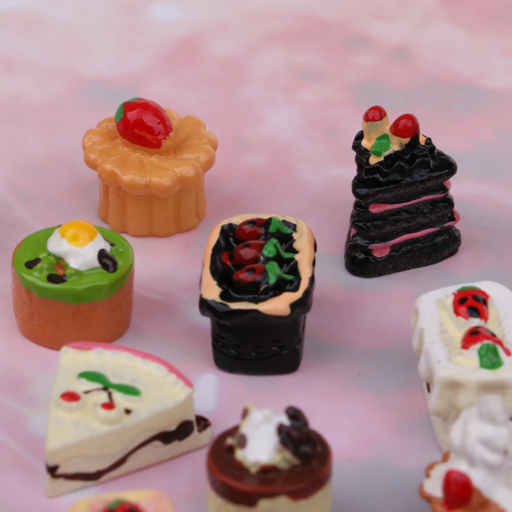 16 Pcs Assorted Tastes of Chocolate Jam Cakes Fruit Cake Dollhouse Miniature Toys 1：12 Dollhouse Kitchen Food