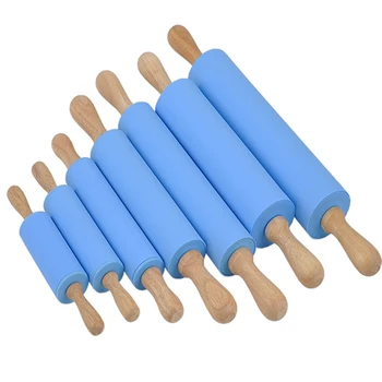 

Dough Roller Silicone Wooden Kitchen Pin inch Flour Baking Tools 2019 Rolling 23cm Handle Cooking Non-Stick Pastry 4