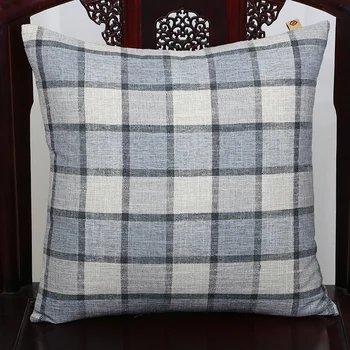 

Elegant High End Cotton Linen Cushion Cover Plaid Pillow Cover Sofa Chair Decorative Cover Modern Lumbar Back Cushion Pillowcase