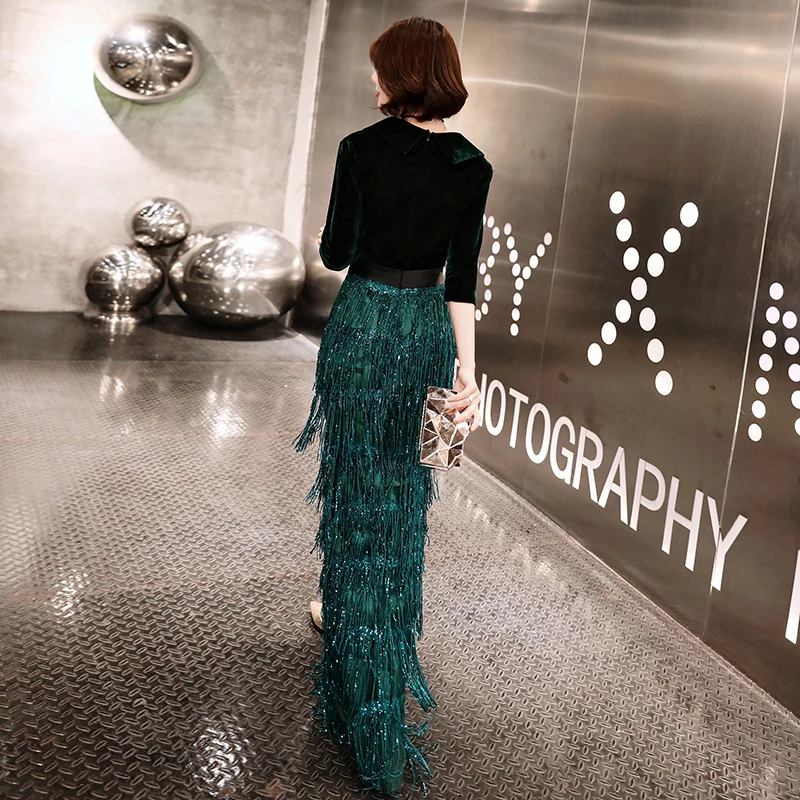 weiyin Green Velvet Evening Dresses Long Mermaid V-Neck Formal Dress Sequined Abendkleider Women robe de soiree longue WY1262 weiyin Green Velvet Evening Dresses Long Mermaid V-Neck Formal Dress Sequined Abendkleider Women robe de soiree longue WY1262