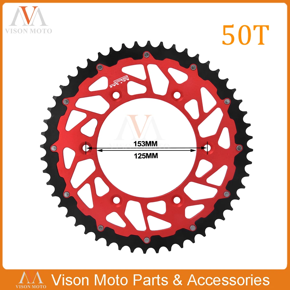 45 T 47 т 48 49 50 T 51 т 52 заднее зубчатое колесо для цепи Сталь и Алюминий для CR125R CR250R CRF230F CRF250R CRF450R Байк мотокросс - Цвет: 50T