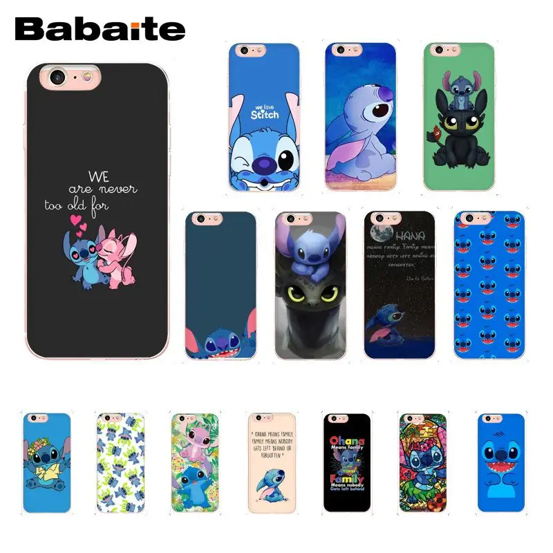 Babaite cute cartoon Lilo Stitch TPU Phone Case Cover Shell for iPhone 8 7 6 6S Plus 5 5S SE XR X XS MAX 10 Coque Shell