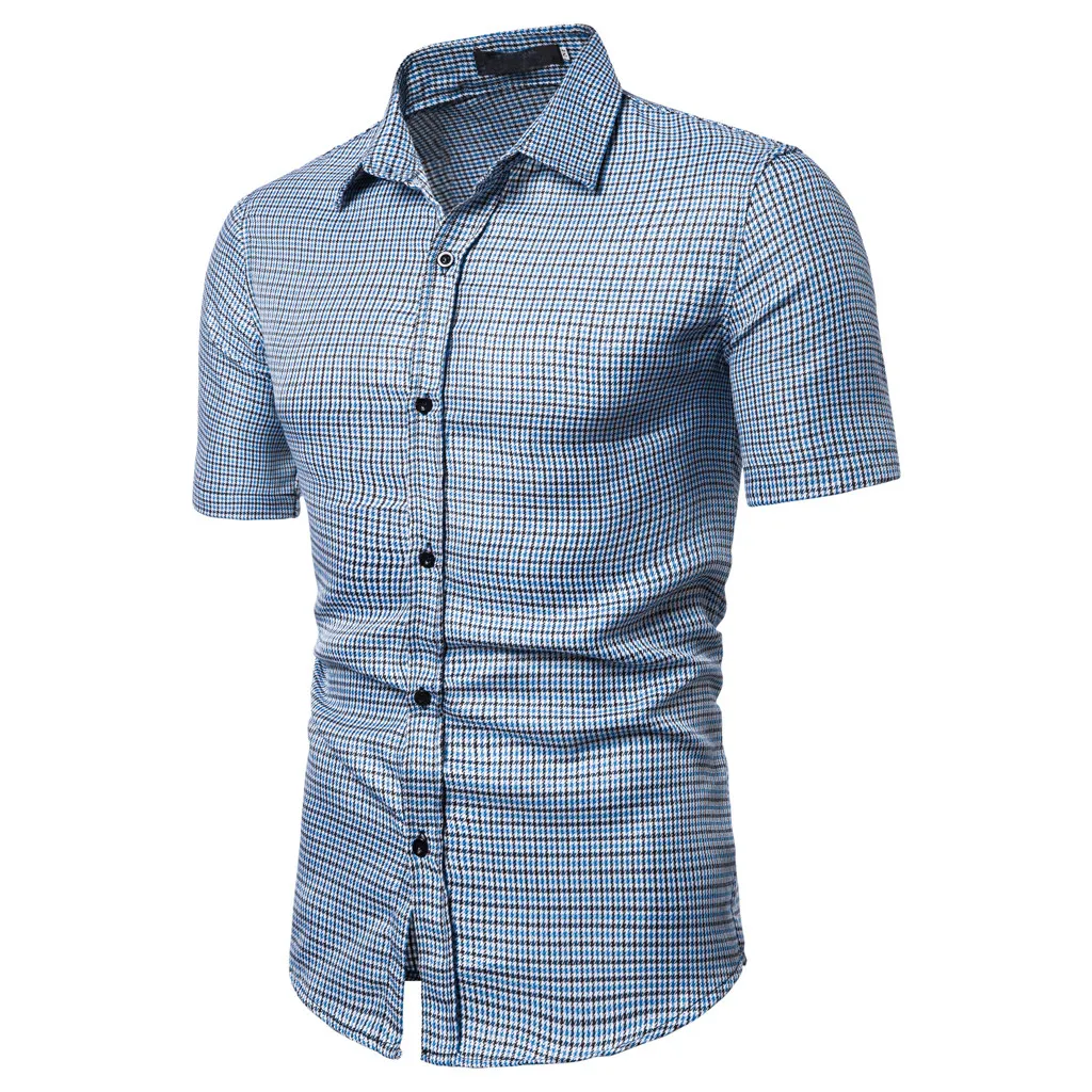 Рубашка мужская уличная chemise homme Летняя мужская рубашка Повседневная модная рубашка с отворотом с коротким рукавом Y613