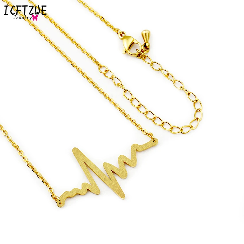 Details about   Heartbeat Puls Chain Ekg Colour Gold Necklace Collar Necklace Unisex Jewelry 