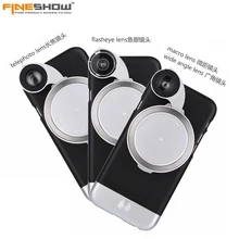 New Metal Camera Kit Wide Angle Lens Macro Lens Fisheye Lens Telephoto Lens 4 in 1 with Holder For iPhone6plus 6splus Case CL721