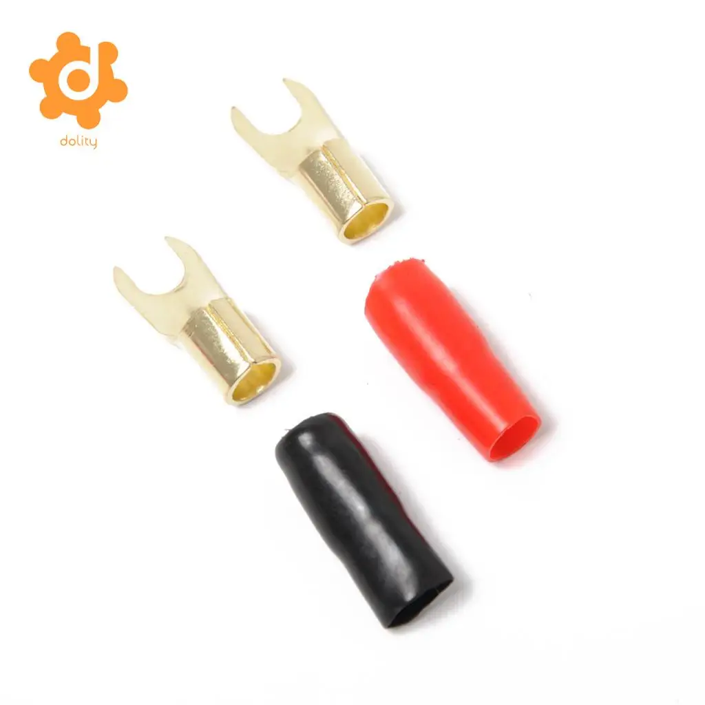 dolity 5 Pairs 8 AWG Car Audio Power Ground Wire Fork Terminal Connector Brass