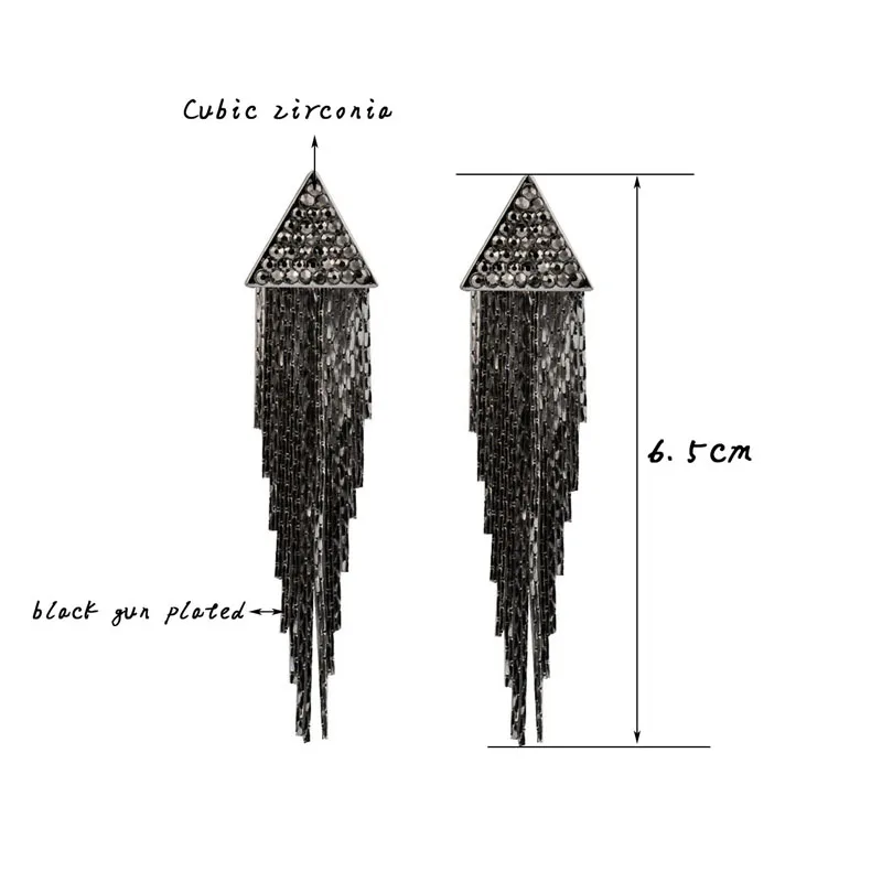 SINLEERY сексуальные серьги с ниспадающими кисточками женские Кристальные треугольные серьги женские вечерние ювелирные изделия для ночного клуба ES103 SSH