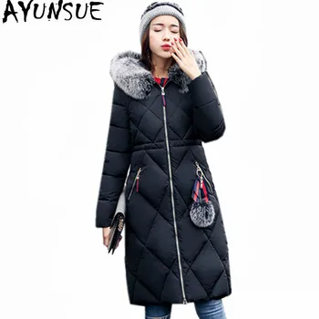 

AYUNSUE Parka 2020 New Design Winter Jacket Women Cotton Padded Long Coat Female Fur Collar Hooded Jackets Parkas Mujer WXF196