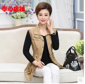 

2018 Spring Women Sleeveless Jacket Female Vest Slim Coats Plus Size Pure cotton Vest Coat Fashion casual Mother waistcoat