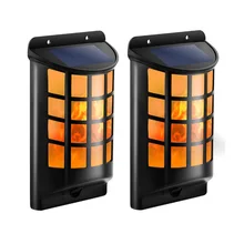 Светодиодный светильник на солнечной батарее, уличный, 66 светодиодный, с солнечным пламенем, мерцающий фонарь, водонепроницаемый настенный светильник, s для украшения сада на открытом воздухе