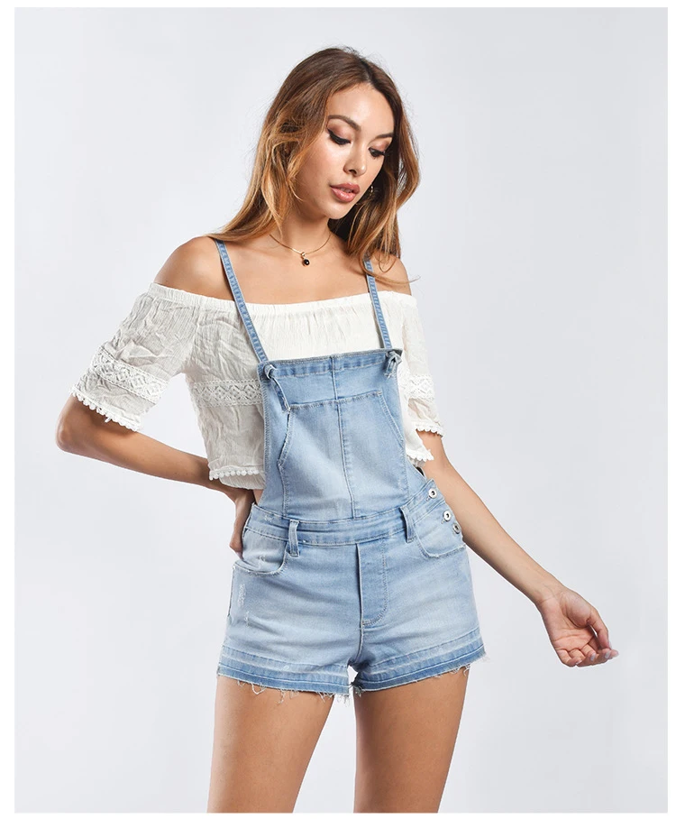 light blue short overalls