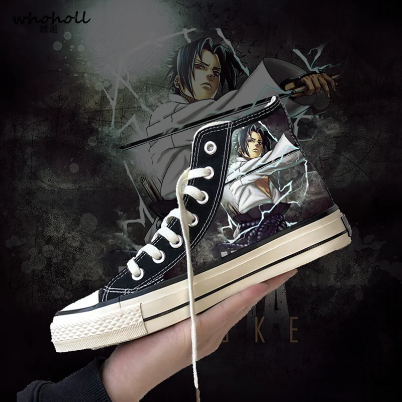 

Unisex Sasuke Print Canvas High Top Shoes Six Colors Naruto Men and Women Novelty Casual Flat Shoes Brand High Canvas Shoes