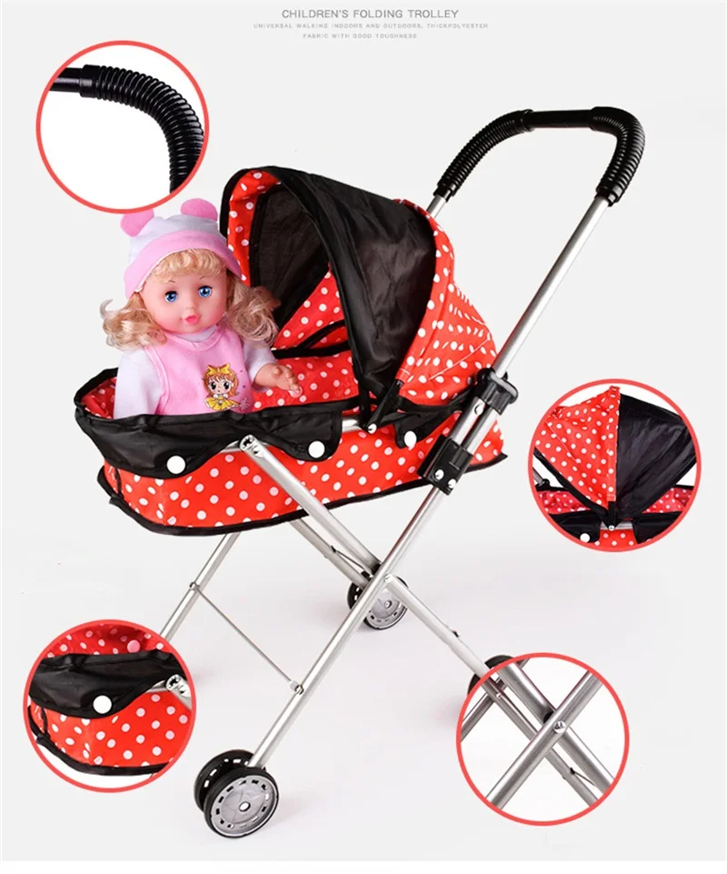 55 cm baby doll trolley Large iron cart toy and 20cm baby doll birthday present Playhouse toy baby gift Doll accessories